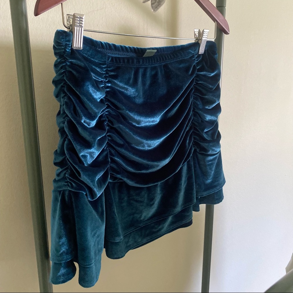 Velvet blue mini skirt